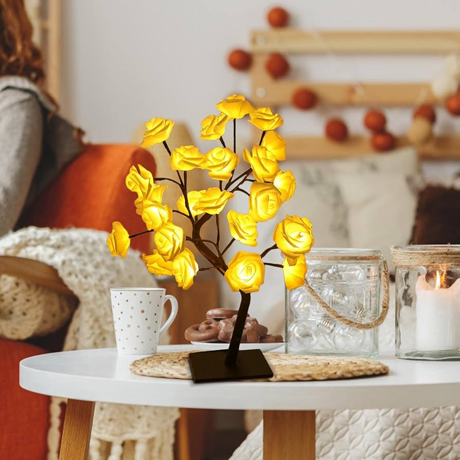 TERGAYEE Tabletop Bonsai Tree,LED Rose Flower Tree,Table Rose Tree Lights Girls Gift for Mom Birthday Wedding Christmas Valentine's Day Party Decor thumbnail