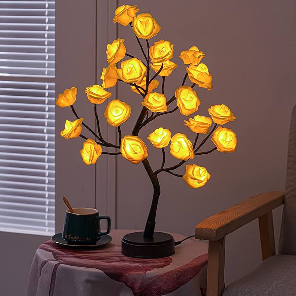 TERGAYEE Tabletop Bonsai Tree,LED Rose Flower Tree,Table Rose Tree Lights Girls Gift for Mom Birthday Wedding Christmas Valentine's Day Party Decor thumbnail