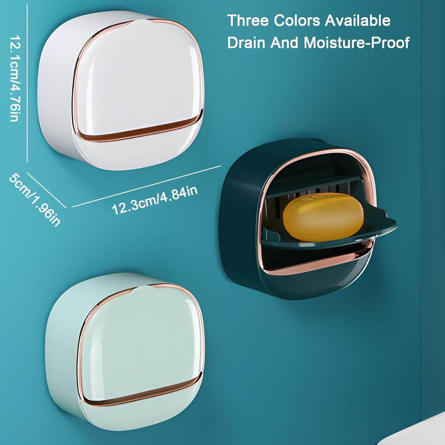 Luxury Soap Holder with Drain Tray, Soap Box Light Luxury Multi-Functional, Keep Soap Bars Dry, Adhesive Soap Case Box Wall Mounted for Shower thumbnail
